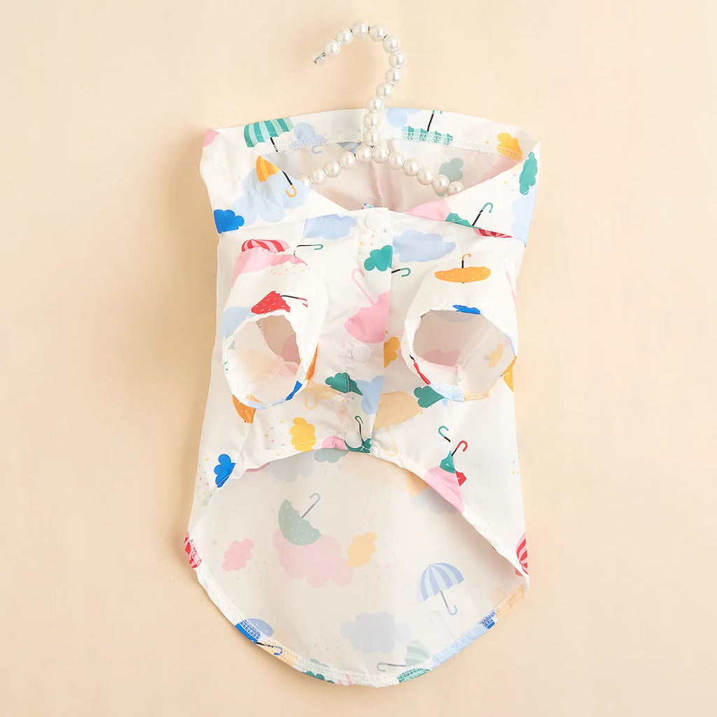 Cartoon umbrella pattern colourful pet raincoat for dogs in polyester fabric