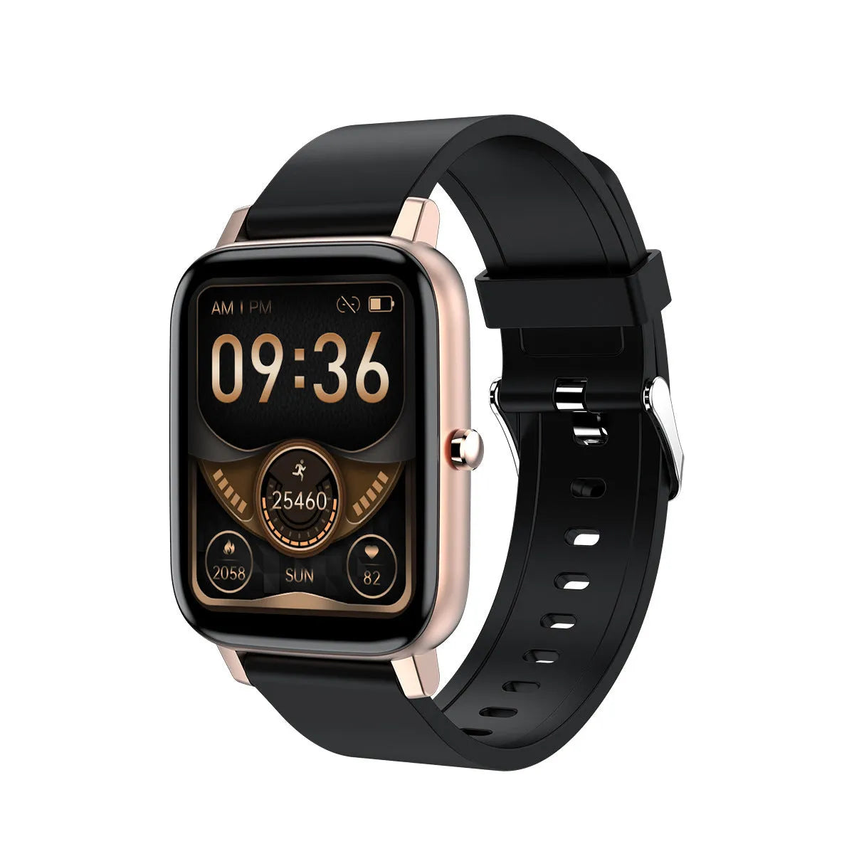 H80 sports smart watch with black silicone strap showing ECG and blood oxygen monitoring on its 1.69-inch screen.