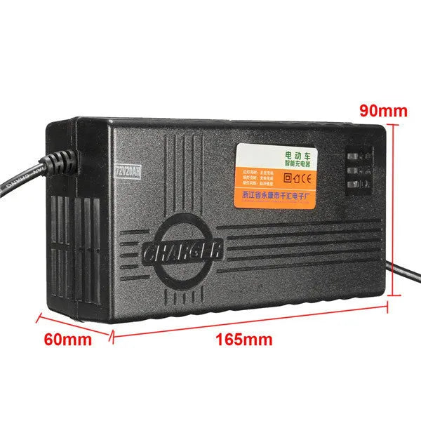 Black 72V20AH electric car charger for lead-acid batteries with AU, EU, US plug options