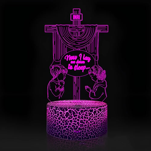 Angel Jesus 3D small night lamp with acrylic shade, touch control switch, compact 165mm x 125mm, plug-in power