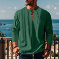 Cotton linen blend solid colour beach shirt in loose pullover style