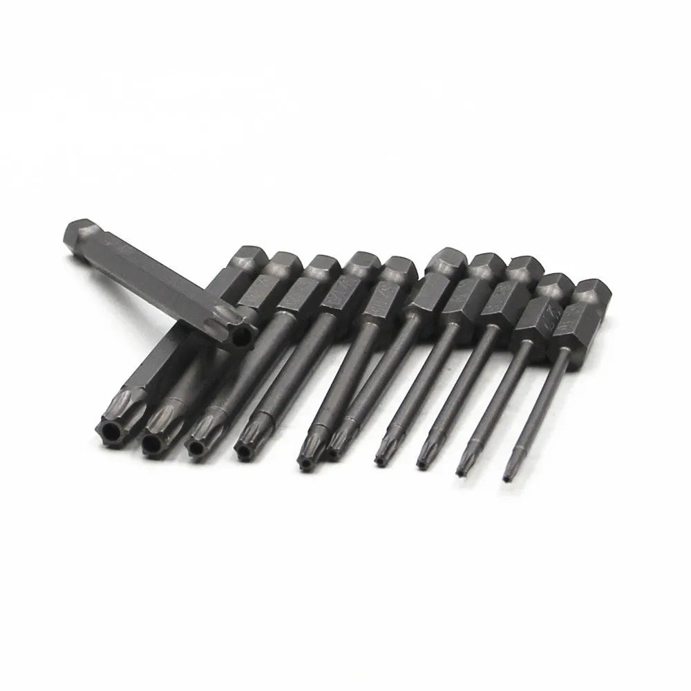 Hexagon handle screwdriver bit set with alloy bits in various lengths including 50mm 75mm 100mm