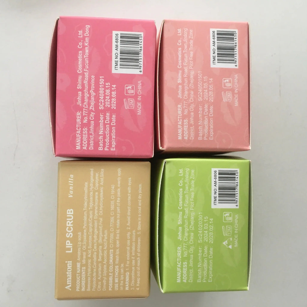 Amatoni Lip Scrub pot in Coconut, Raspberry, Vanilla, or Watermelon flavour, 30g size