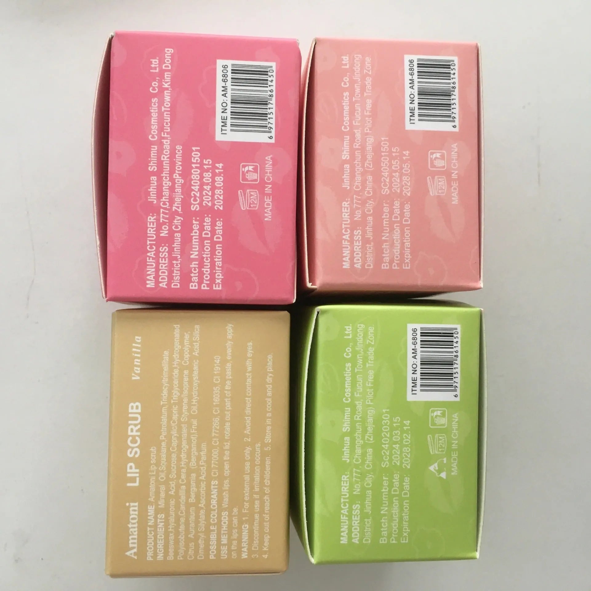 Amatoni Lip Scrub pot in Coconut, Raspberry, Vanilla, or Watermelon flavour, 30g size