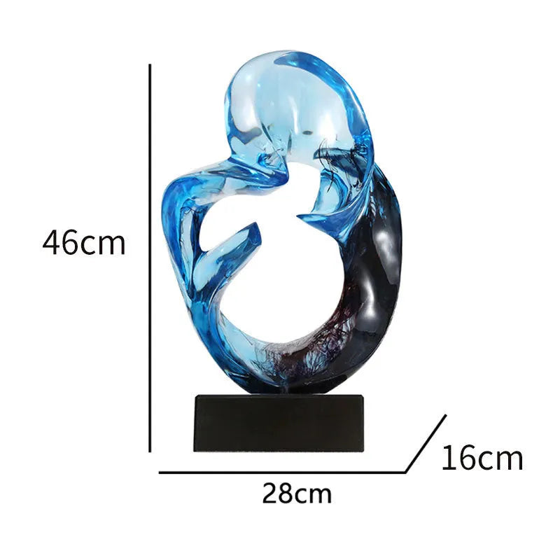 Transparent resin craft ornament in modern simplicity style, available in blue and orange red colour options
