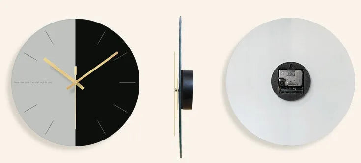 Minimalist clear tempered glass wall clock with printed numerals, 29.5cm in diameter.