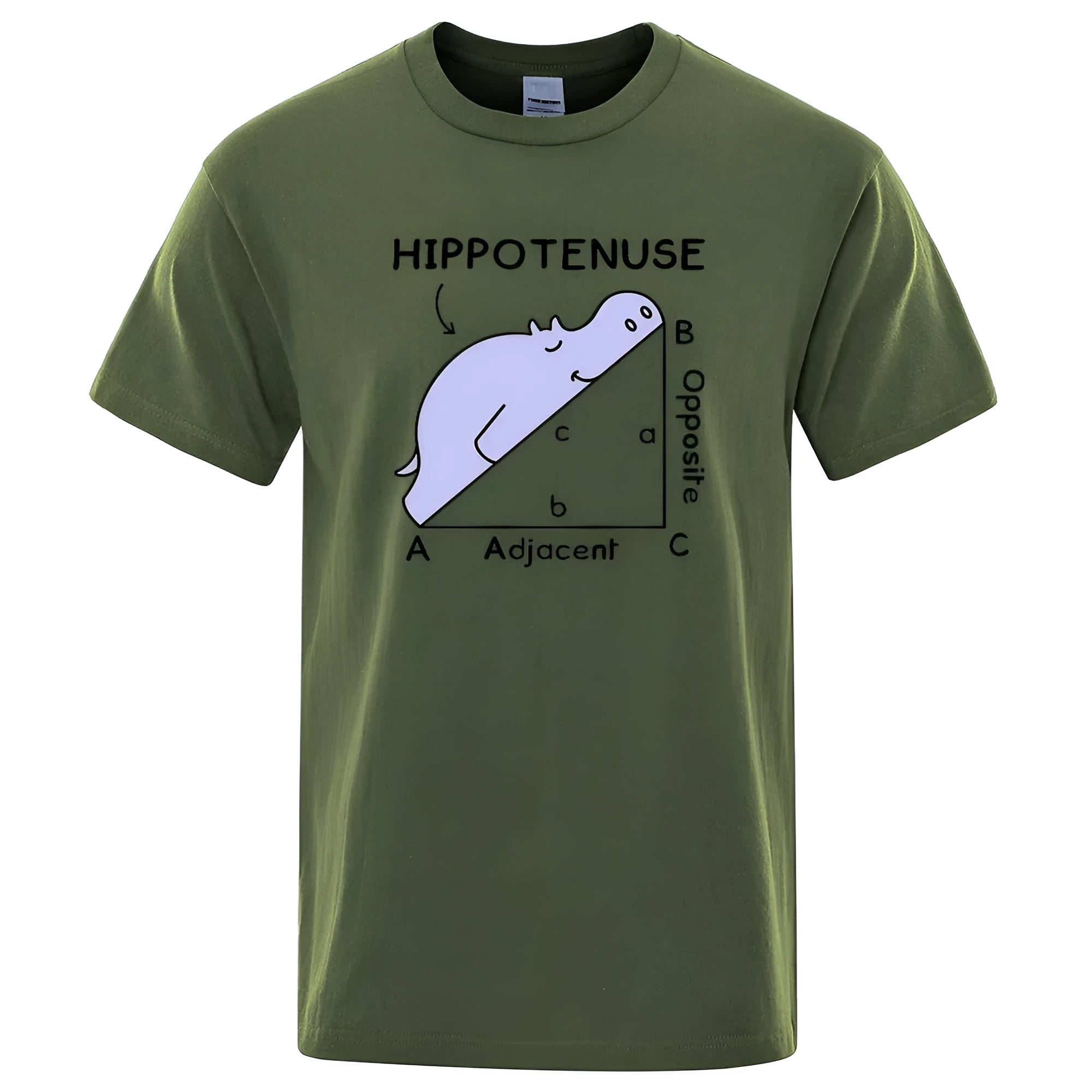 Cotton T-shirt with Hippotenuse Opposite Adjacent funny graphic print in loose pullover style