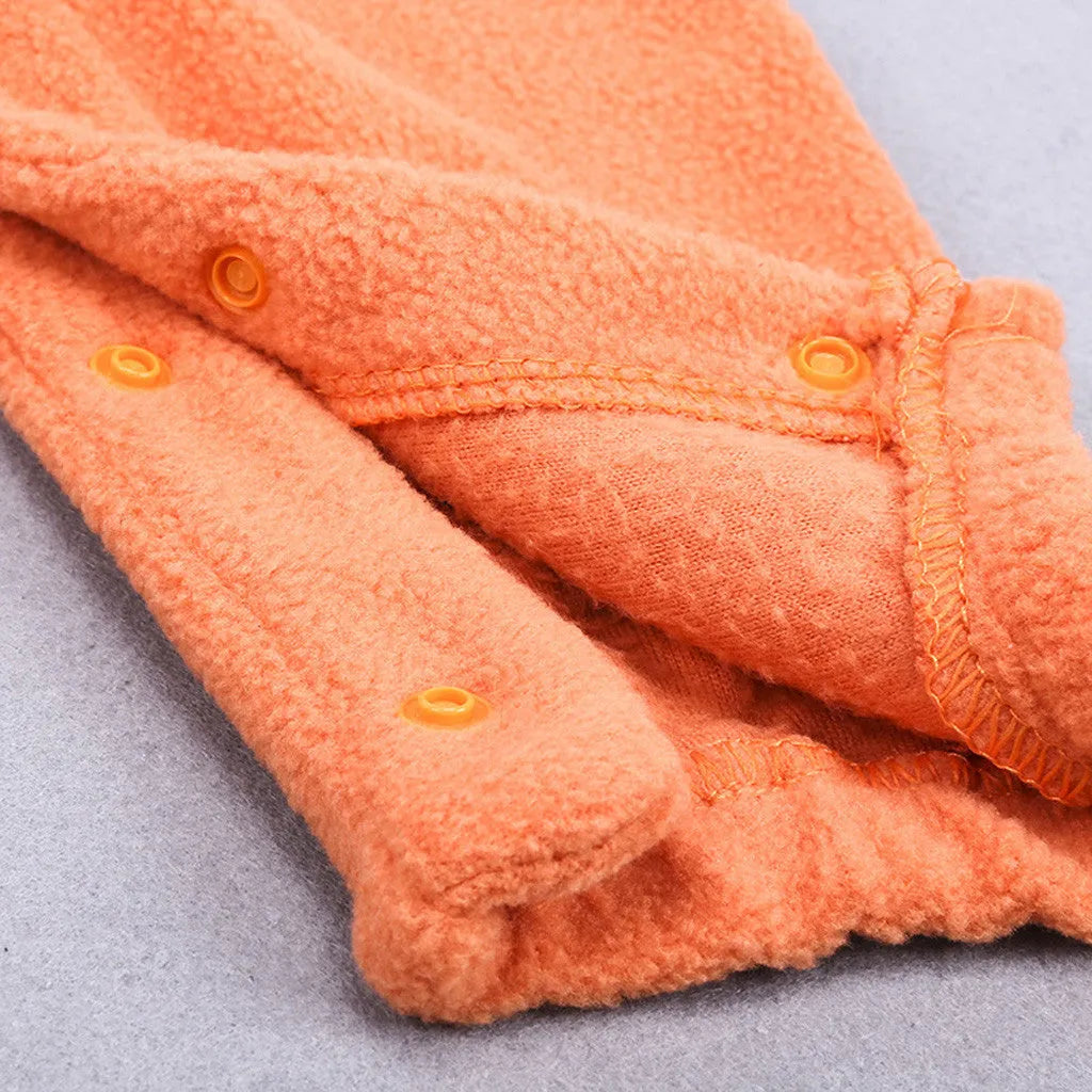 Orange Halloween pumpkin hooded jumpsuit for children with single-breasted closure and hood