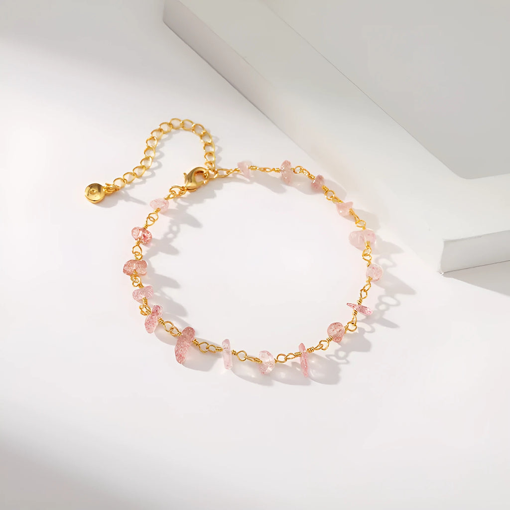 18K copper geometric women's bracelet with irregular gravel design and crystal elements