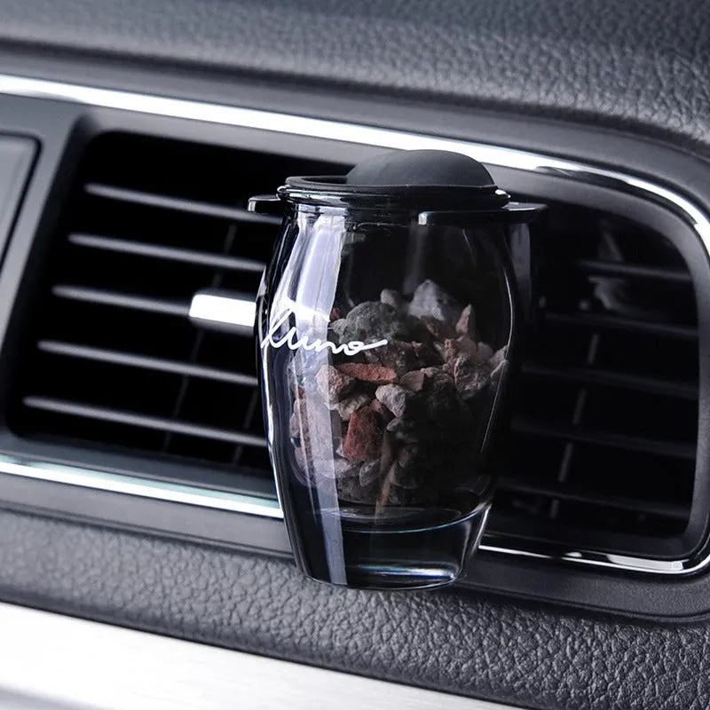 Car air outlet aromatherapy solid type glass bottle with zeolite fragrance floral scent for vehicle vent