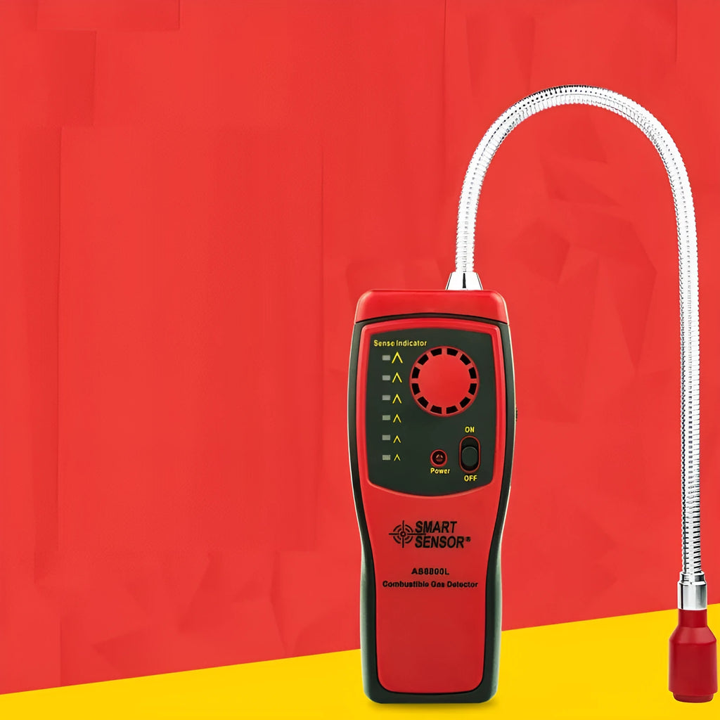 AS8800L portable flammable gas detector measuring 160x66x31mm with LED display