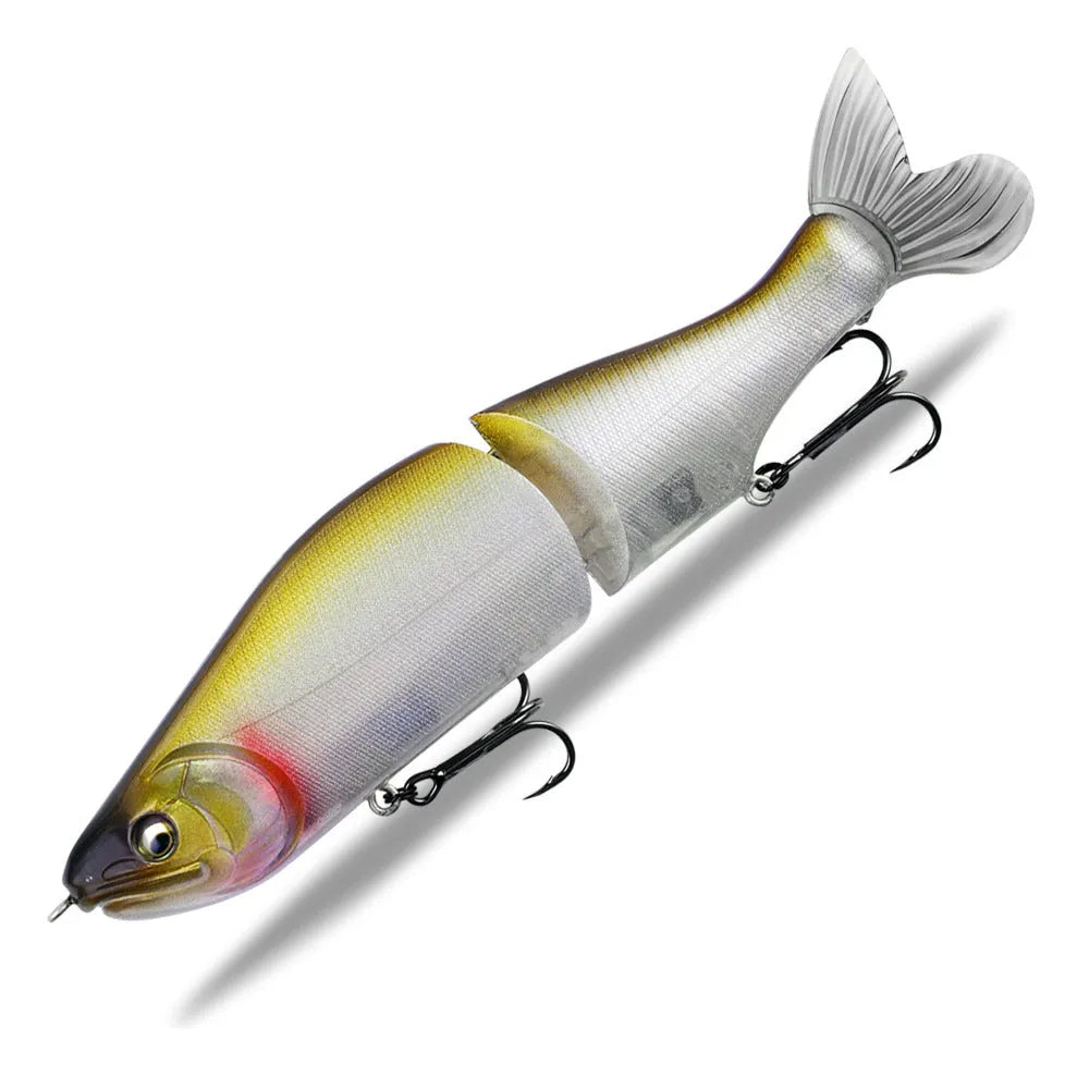 185mm plastic bass fishing swimming bait shown in one of fifteen available colours.