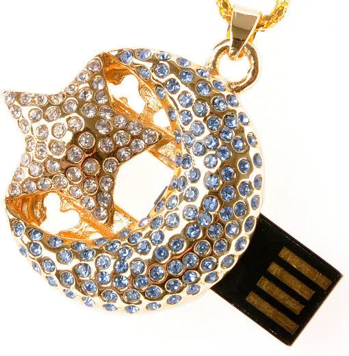 Jewelry Xingyue creative design metal USB flash drive showing USB connector.