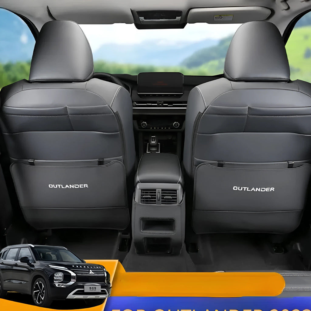 Outlander leather seat anti-kick pads in three colour options for front seat protection