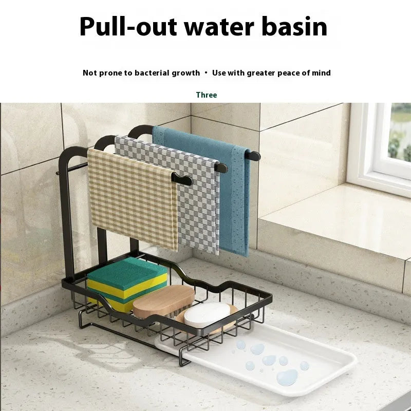 Foldable plastic kitchen rack in new Chinese style for wall or desktop cloth drying storage.