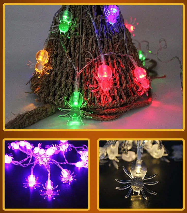 Halloween LED string lights with pumpkin, ghost and bat figurines on 1.2 metre waterproof battery-powered string