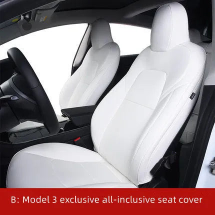 Tesla Model 3 Y PVC and chloroprene rubber seat cover set in black or white for interior protection.