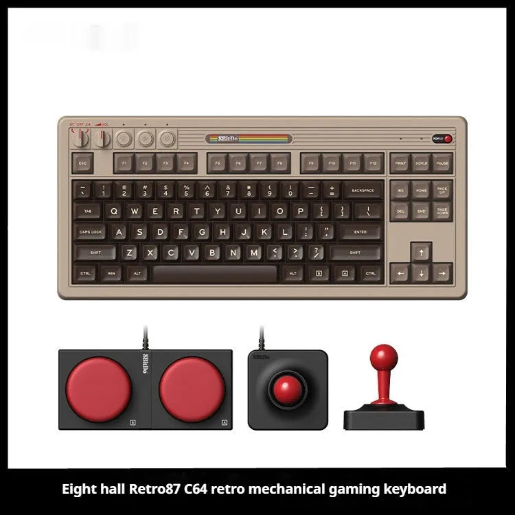 Retro87 C64 wireless Bluetooth mechanical gaming keyboard with Commodore 64 style keycaps