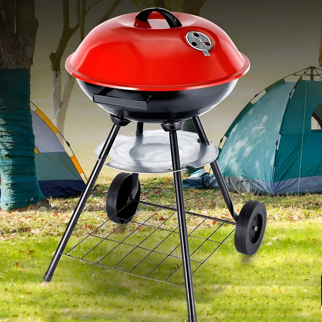 Portable iron barbecue oven with modern 14-inch apple stove design for 3-5 people