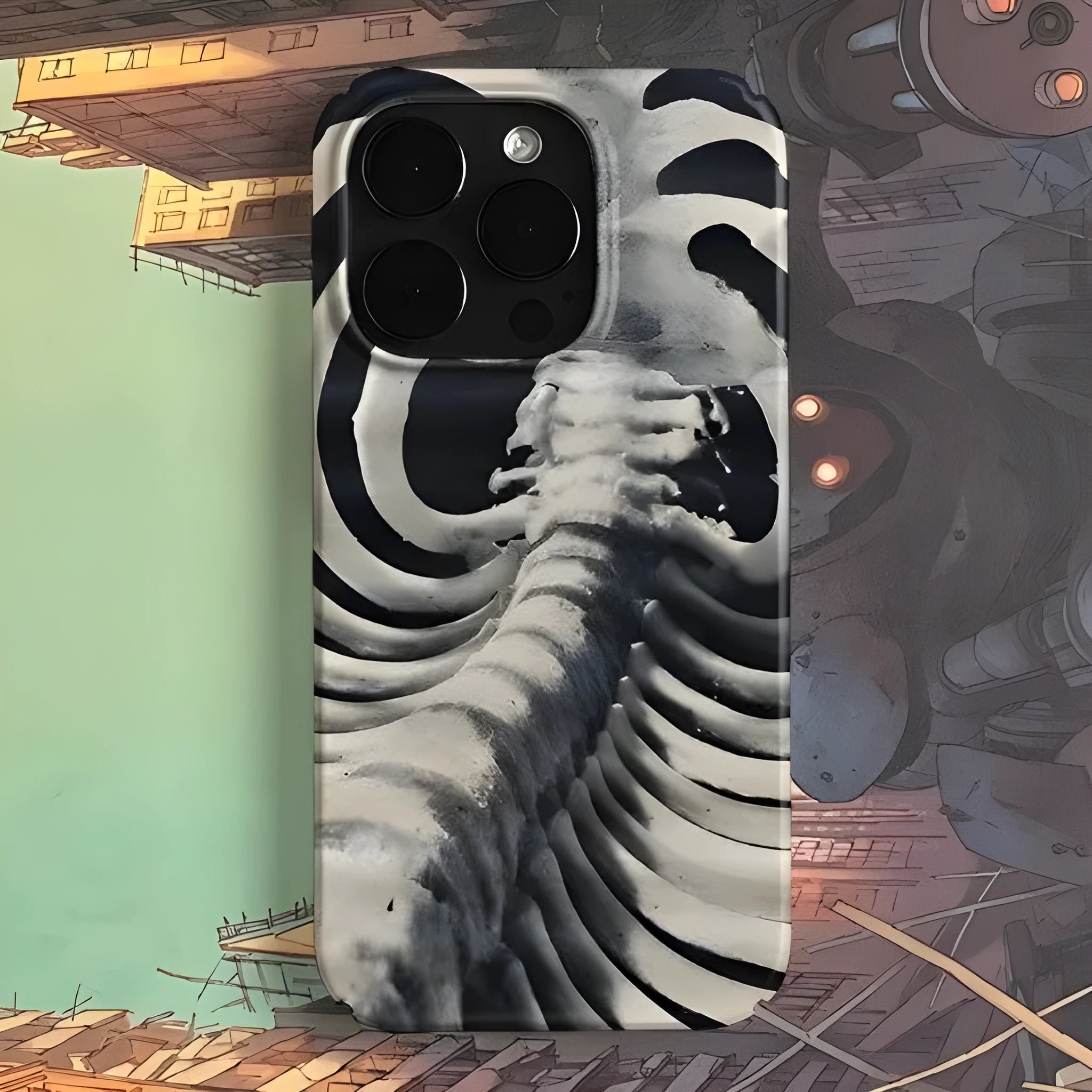 Retro art niche hard shell phone case in glossy finish, large hole cutout, scratch-resistant, for iPhone 14 Pro Max
