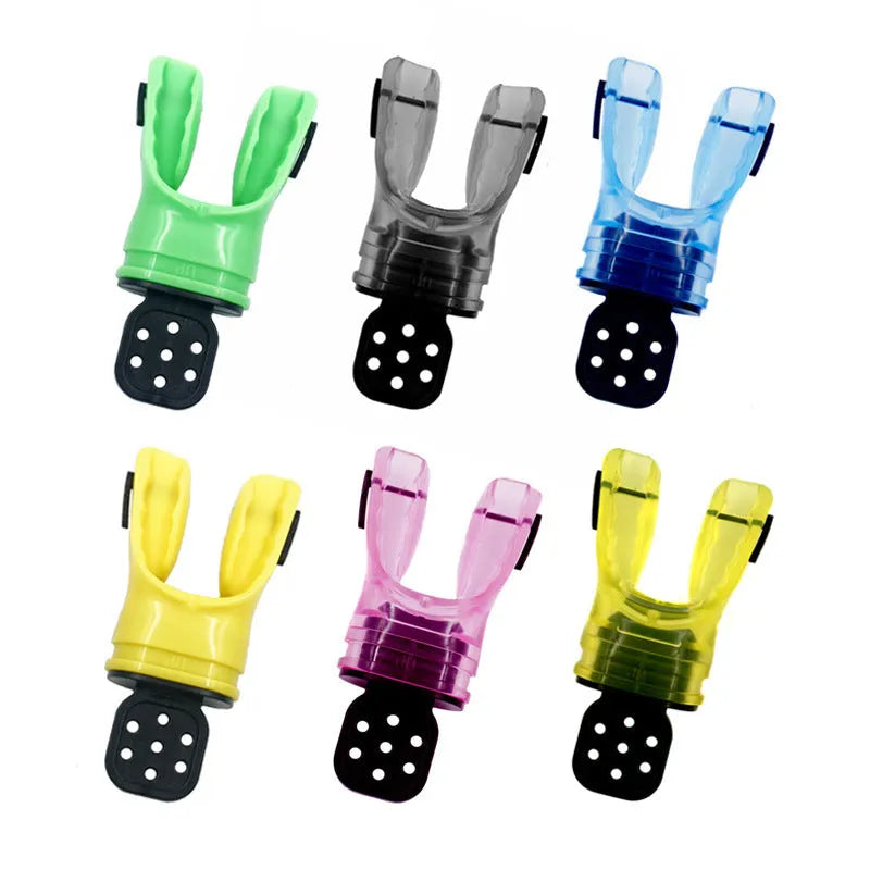 Plastic free edible silicone diving mouthpiece in multiple colour options showing 110mm length
