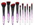 10 crystal-handled foundation brushes with artificial fibre bristles in colour options