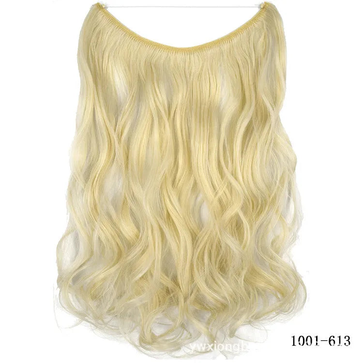 22-inch invisible wire hair extension in silky straight synthetic with no clips for natural volume