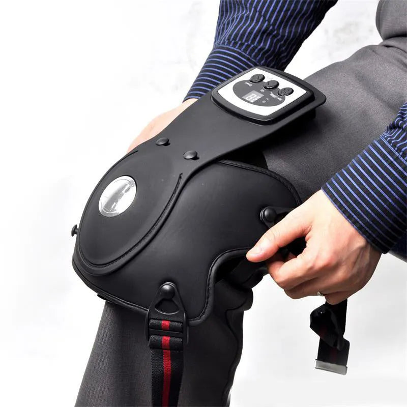 Knee massager unit with infrared heat, knee pad, shoulder pad, and power adaptor