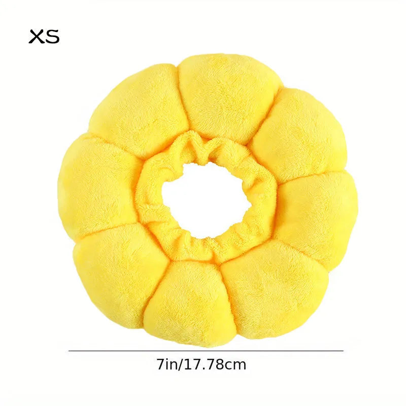 Cute sunflower-shaped adjustable recovery collar for small pets, soft cotton material