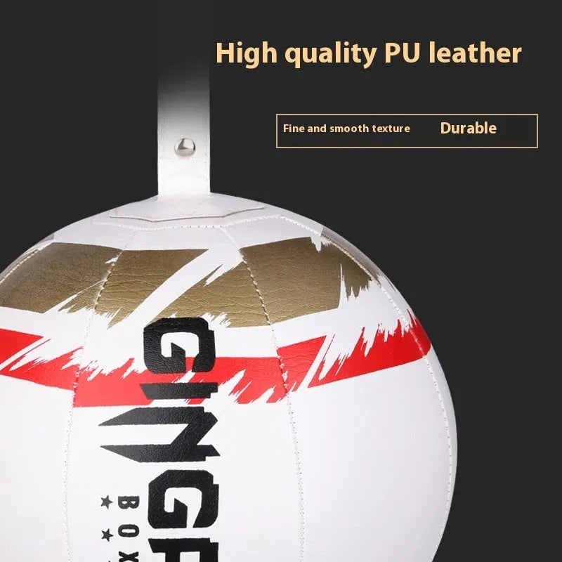 Black and green PU hanging boxing speed ball for reaction training.