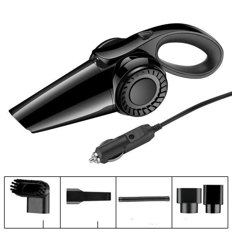Portable handheld cordless vacuum cleaner for car and home, black, with USB charge cable
