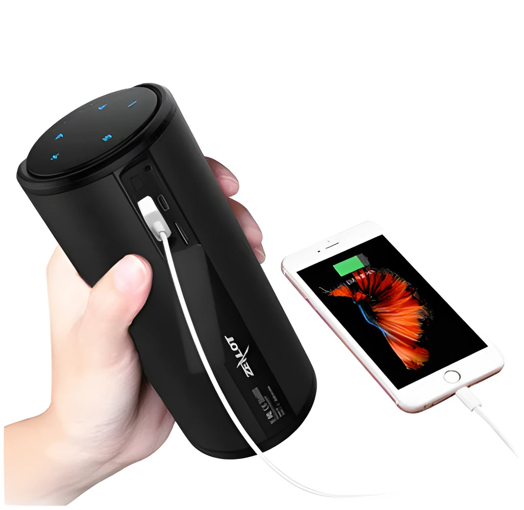 Bluetooth wireless speaker with 4000 mAh battery in black, blue, or red colour options
