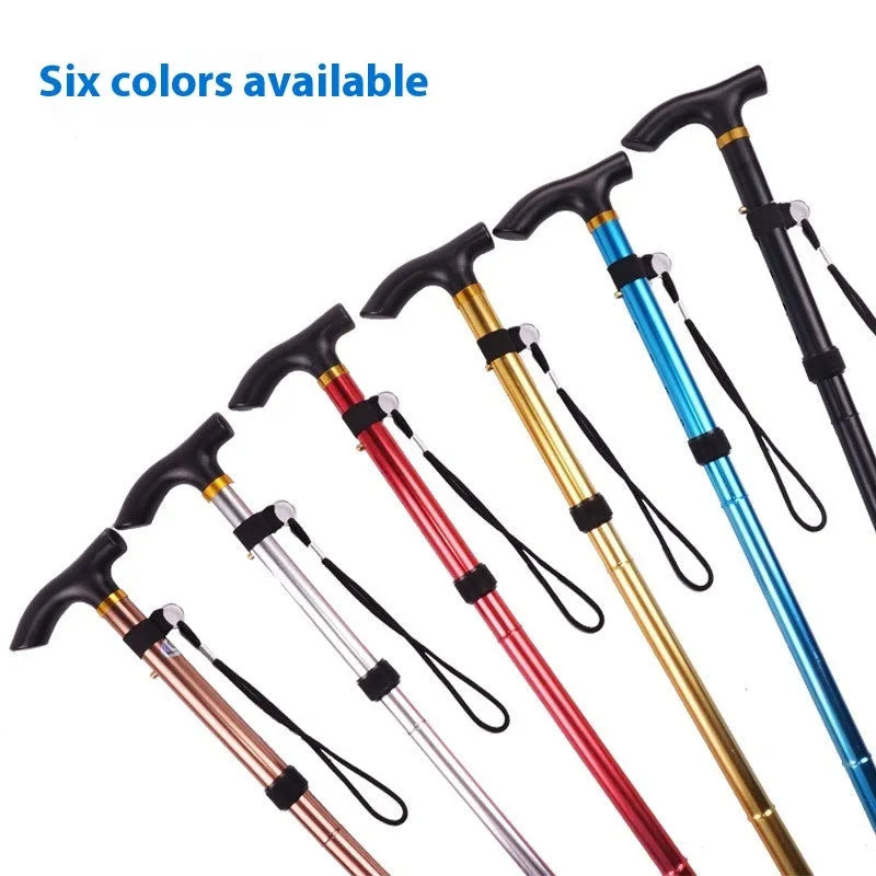 Aluminium folding walking cane with adjustable height and non-slip rubber tip