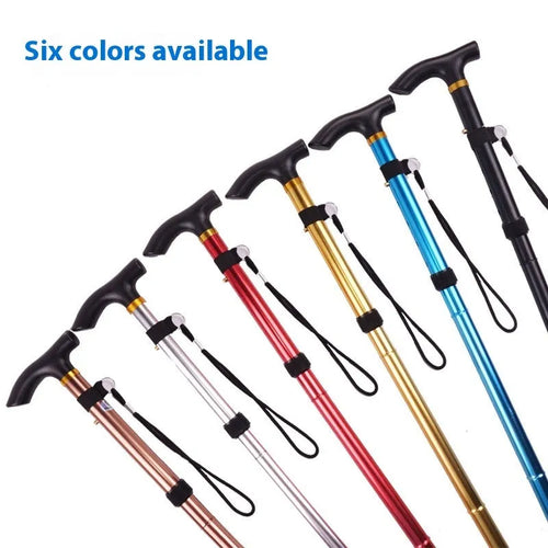 Aluminium folding walking cane with adjustable height and non-slip rubber tip