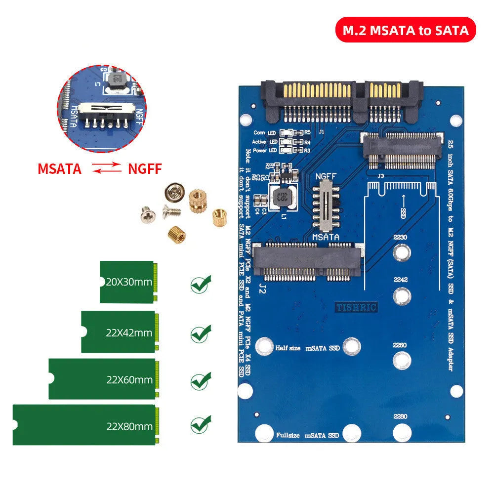 SATA3 to M.2 NGFF SSD conversion adapter card in black or blue colour options