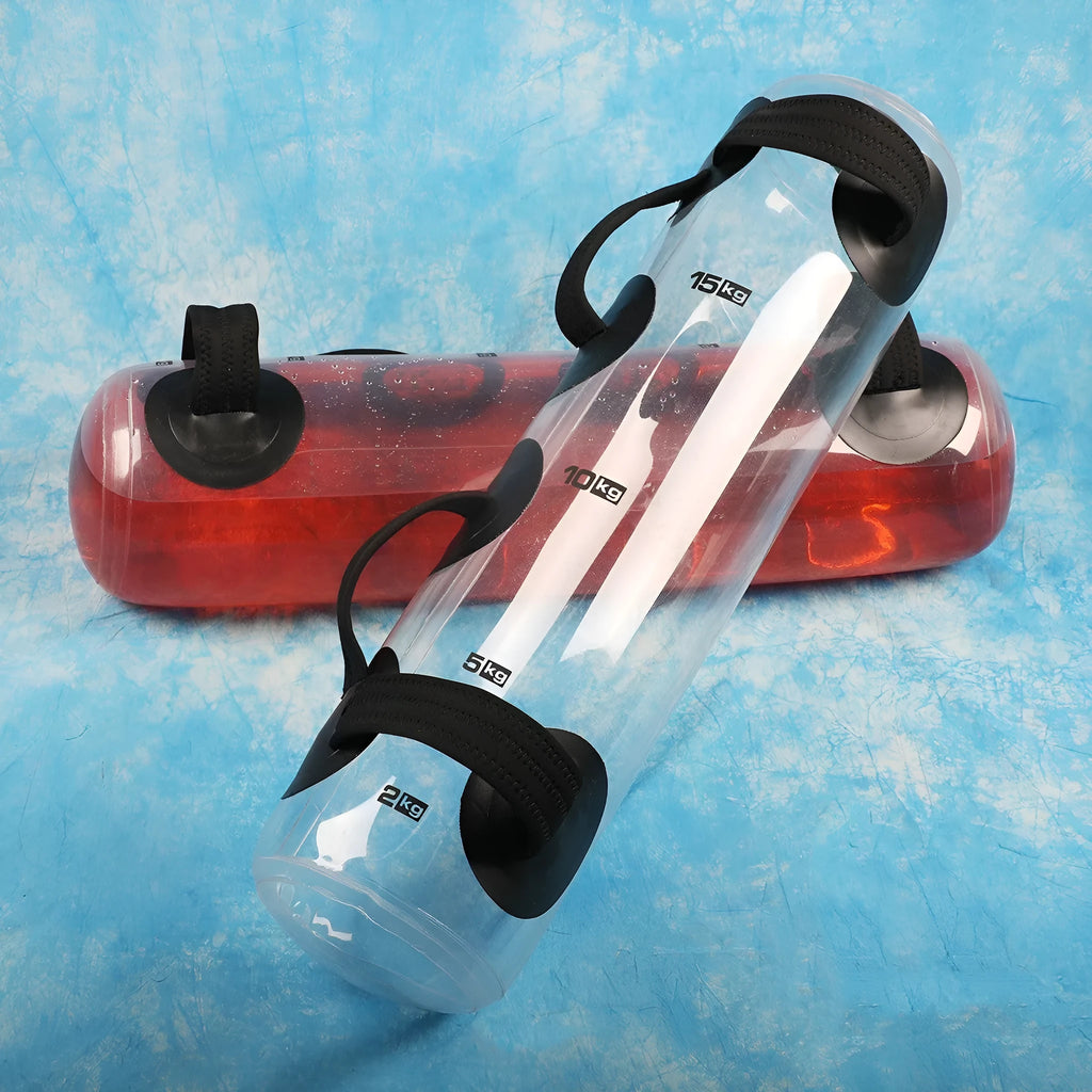 Transparent PVC water-filled weight lifting bag for adjustable strength training