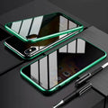 Black magnetic clamshell phone case with privacy screen for Samsung Galaxy phone.