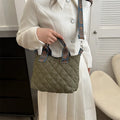 Oxford cloth shoulder messenger bag in khaki colour with single strap and sandwich pocket design