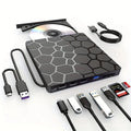 Black external USB CD drive and writer with compact rectangular design for laptops and desktop computers