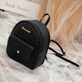 Women small solid colour PU backpack with zip closure for mobile phone and student travel use
