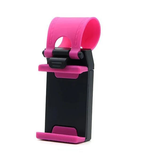Universal steering wheel phone holder mount in black red blue yellow rose red colours