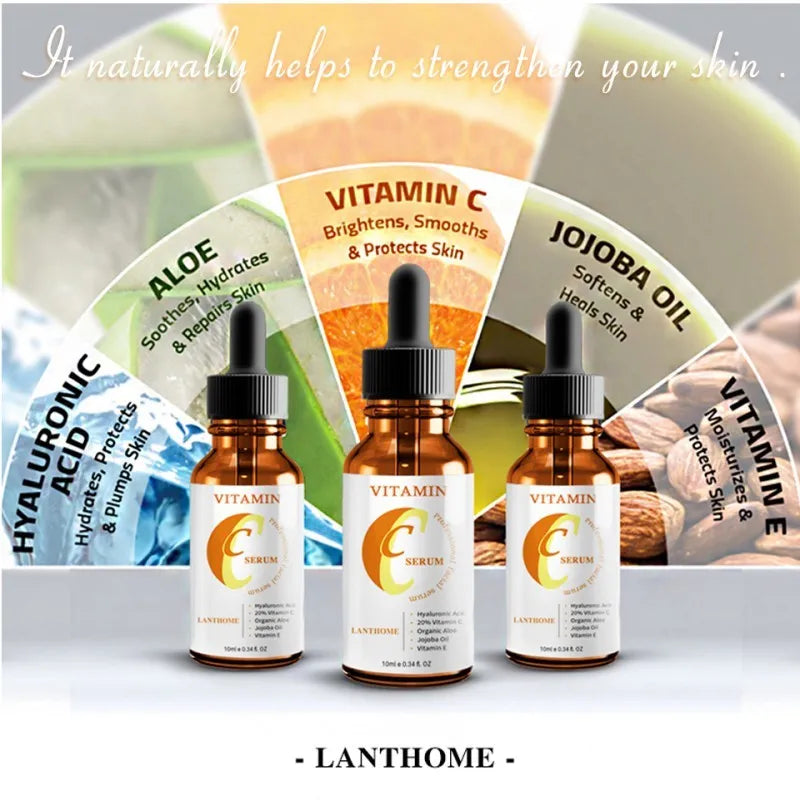10ml bottle of vitamin C hyaluronic acid facial serum for brightening and moisturising