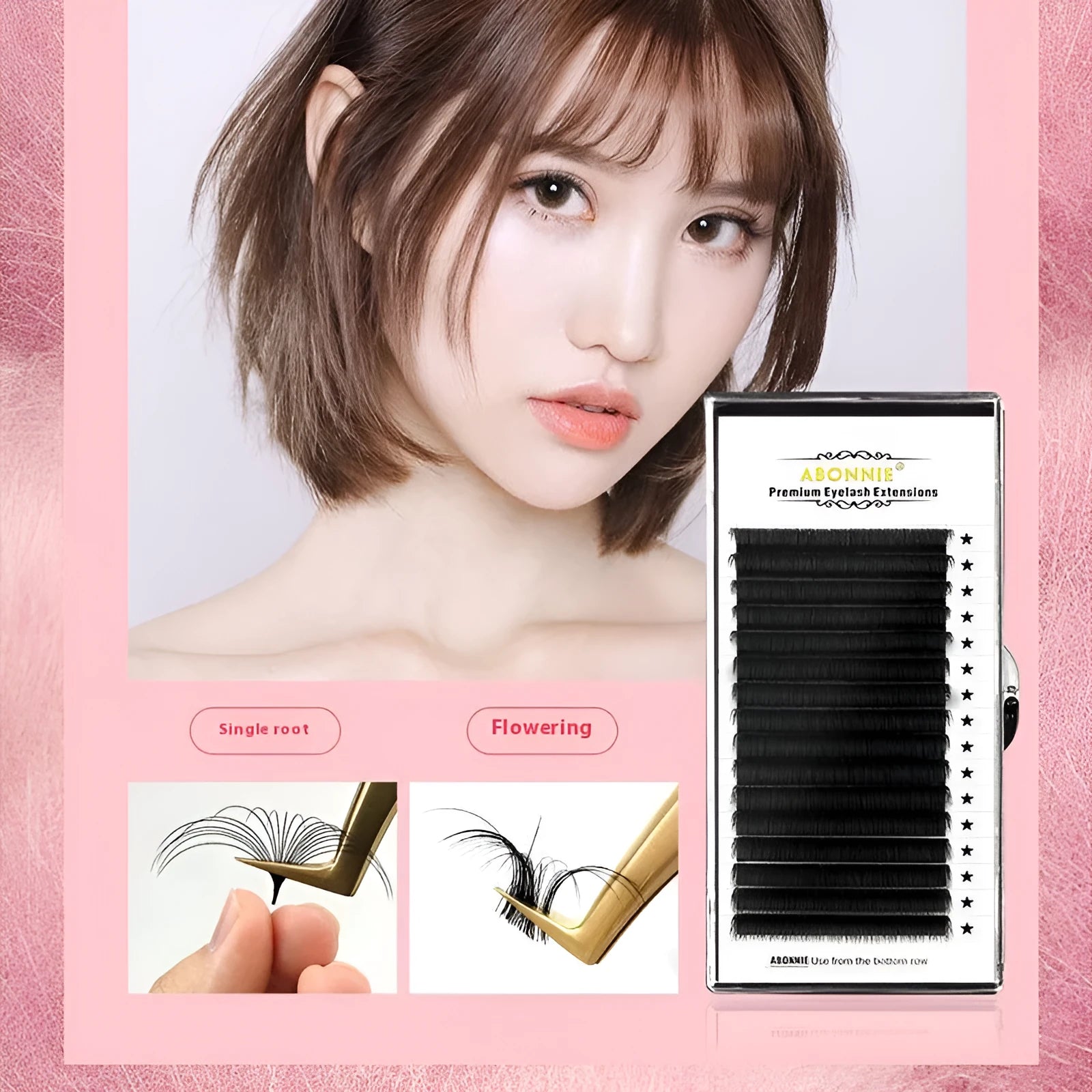 16-row dense false eyelashes made from mink hair showing multiple thickness and length options
