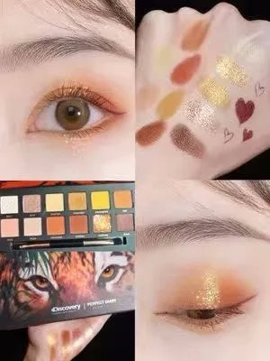 Explorer twelve-colour animal eye shadow palette showing shades including Golden Tiger Ink Cat Plate and Red Fox