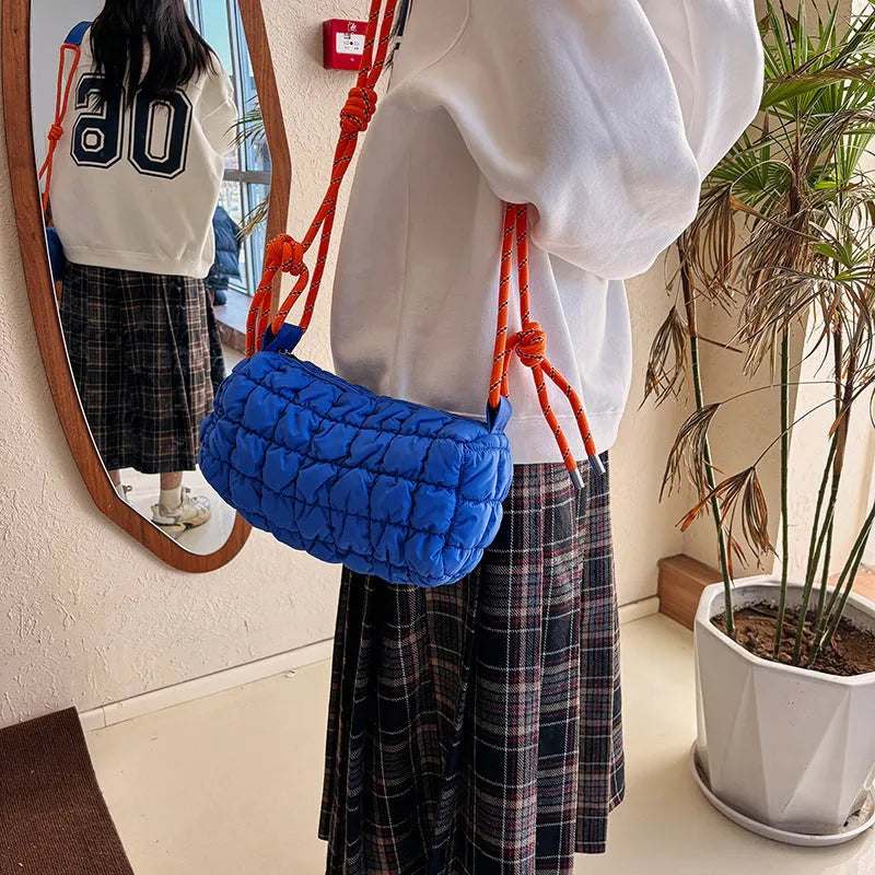 Women's lightweight nylon crossbody messenger bag with pillow shape in six colour options