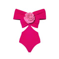 Women's floral hollow-out one-piece swimsuit with optional skirt in quick-drying polyester fabric