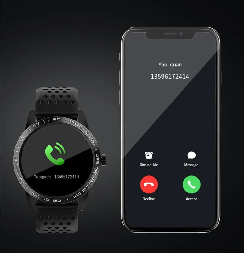Black and blue smart bracelet with colour screen showing heart rate and fitness data