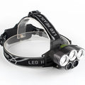 Head-mounted LED torch showing forward-facing light with head strap