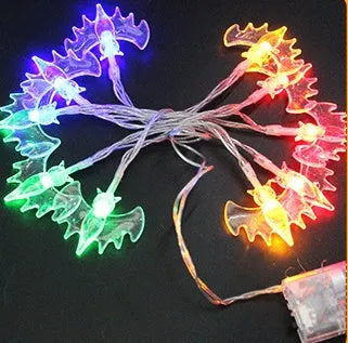 Halloween LED string lights with pumpkin, ghost and bat figurines on 1.2 metre waterproof battery-powered string