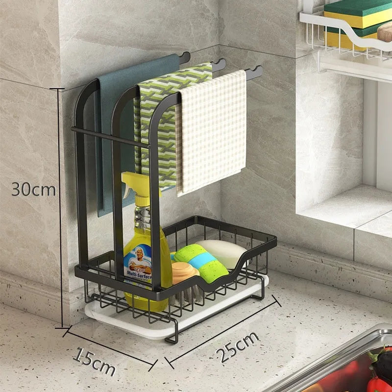 Foldable plastic kitchen rack in new Chinese style for wall or desktop cloth drying storage.